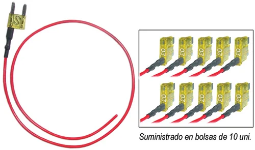 10 Fusibles Puente Mini 20 Amp Con Cable Para Alimentacion Exterior