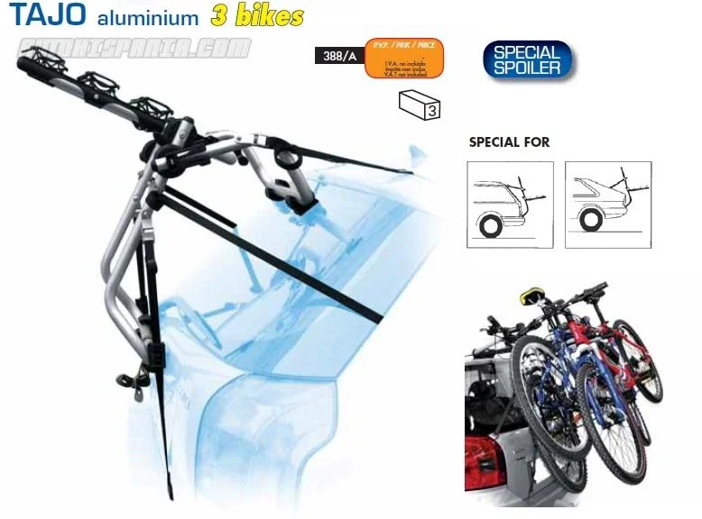 PORTA BICIS TRASERO ALUM. TAJO x 3 BICIS