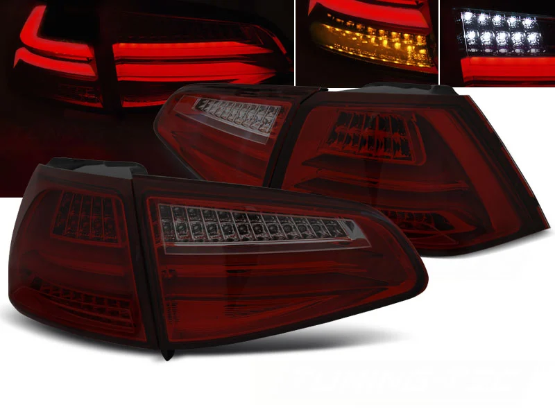 Pilotos Traseros Led Vw Golf 7 13- Rojo Ahumado Led Bar