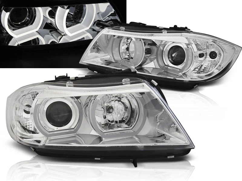 Faros Angel Eyes Bmw E90/E91 03.05-08.08 3d U-Type Cromado Xenon