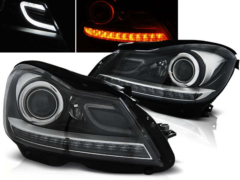 Faros Delanteros Luz Diurna Mercedes W204 11- Negro