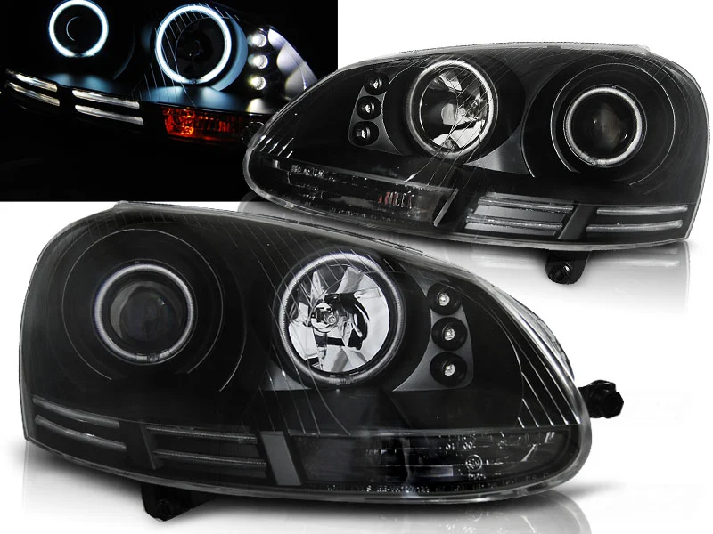 Faros Delanteros Angel Eyes Vw Golf 5 10.03-09 Angel Eyes Ccfl Negro
