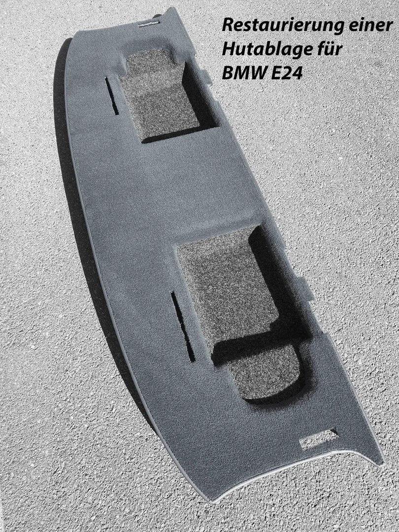 Kompletter Teppichsatz BMW E24 mit der Restaurierung Ihrer alten Hutablage Baujahr 1975-1989