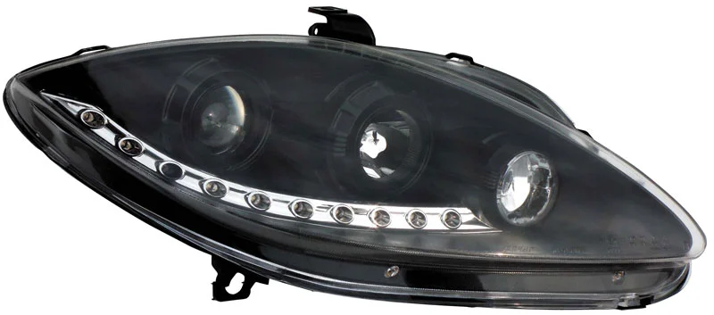 Faros Tipo Audi Set Seat Leon/Altea/Toledo 05- Negro + Luz Diurna