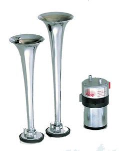 Jgo.bocinas, trompetas cromadas 12v. (30 ciclos por minuto) Bocinas con compresor , serie pesada sonido alterno