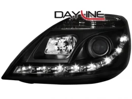 Faros Luz Diurna Ford Fiesta 02-05 _ _Con Motor_Negros