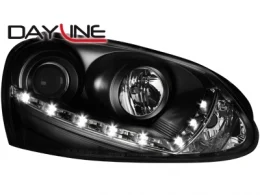 Faros Luz Diurna Vw Golf V 03-09 _ Negro _ Para Xenon De Serie