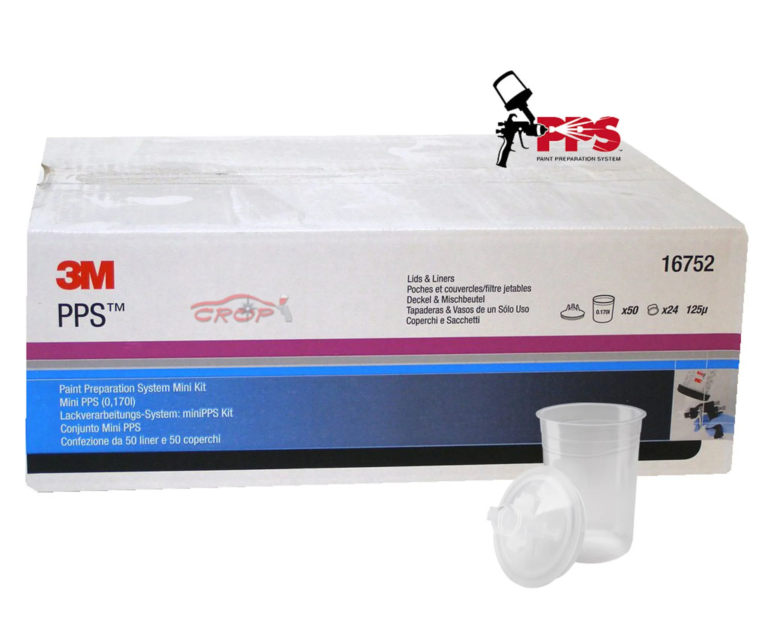 3M PPS Mini Kit 170ml Vasos interiores y tapas - 50 piezas