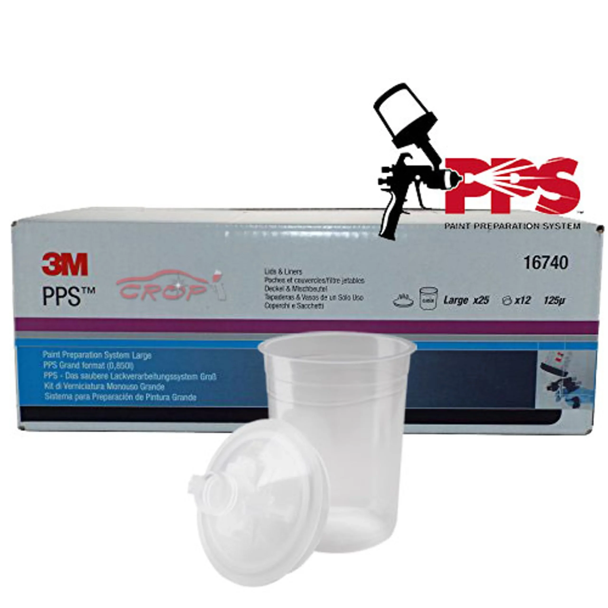 3M PPS Large Kit 850ml Vasos interiores y tapas - 25 piezas