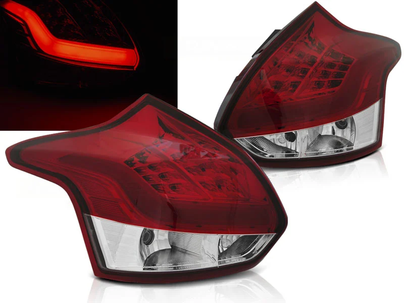 Pilotos Traseros Led Ford Focus 3 11-10.14 Hatchback Rojo/Blanco Led Bar