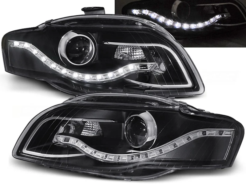 Faros Delanteros Luz Diurna Audi A4 B7 11.04-03.08 Fondo Negro