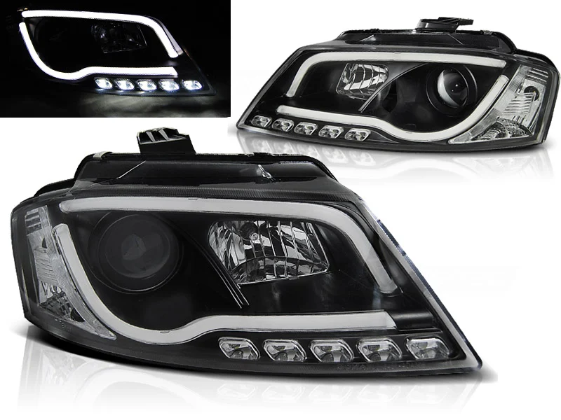Faros Delanteros Luz Diurna Audi A3 8p 08-12 Negro Tube Light Tru Drl Ece-R87