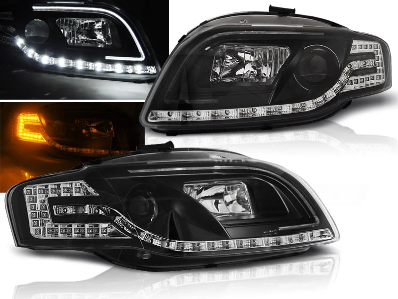 Faros Delanteros Luz Diurna Audi A4 B7 11.04-03.08 Led Tube Lights Negro