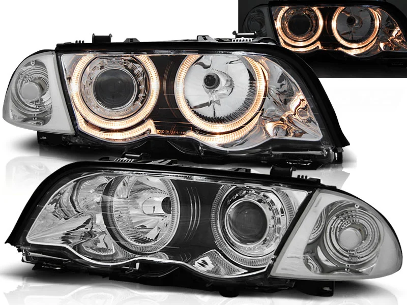 Faros Delanteros Angel Eyes Bmw E46 05.98-08.01 S/T Cromados