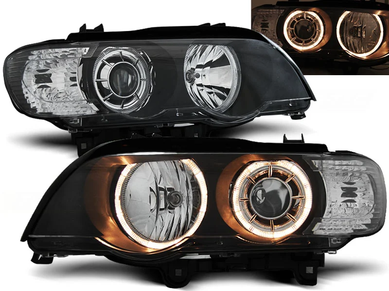 Faros Delanteros Angel Eyes Bmw X5 E53 09.99-10.03 Fondo Negro Xenon
