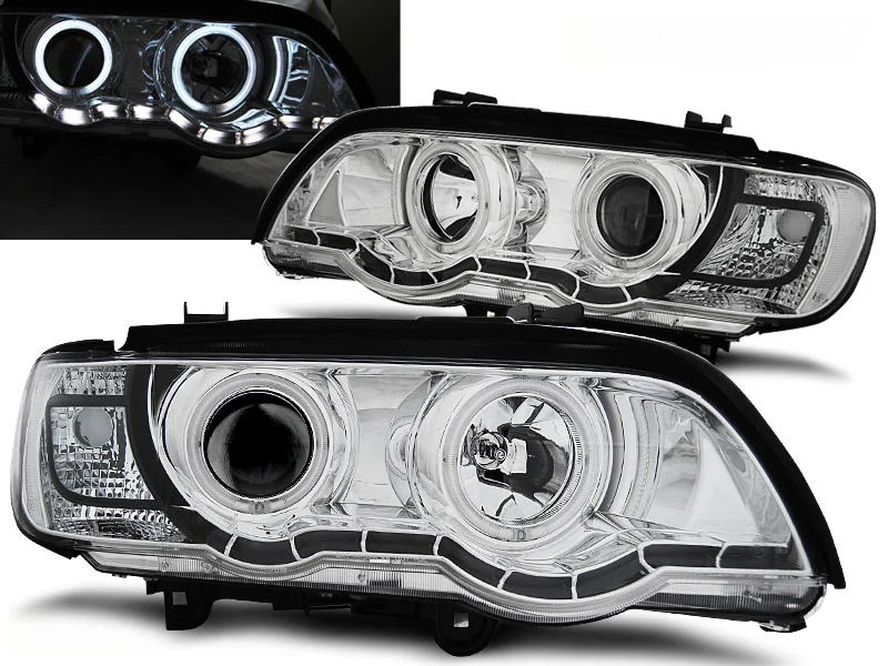 Faros Delanteros Angel Eyes Bmw X5 E53 09.99-10.03 Xenon Cromados