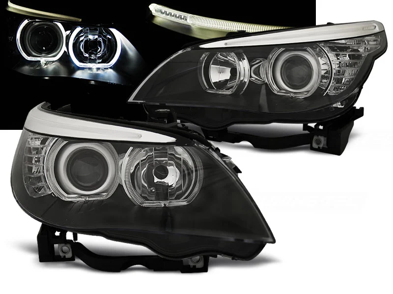 Faros Delanteros Angel Eyes Bmw E60/E61 03-07 Led Angel Eyes H7/H7 Negro