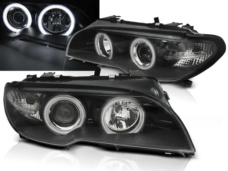 Faros Delanteros Angel Eyes Bmw E46 04.03-06 Coupe Cabrio Angel Eyes Ccfl Xenon Negro