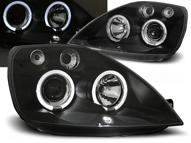 Faros Delanteros Angel Eyes Ford Fiesta Mk6 05.02-08.05 Fondo Negro
