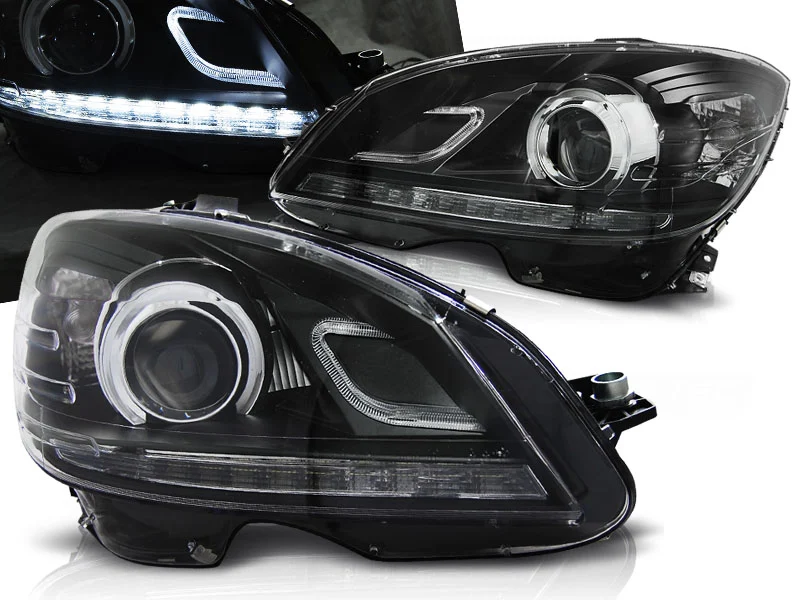 Faros Delanteros Luz Diurna Mercedes W204 07-10 Fondo Negro