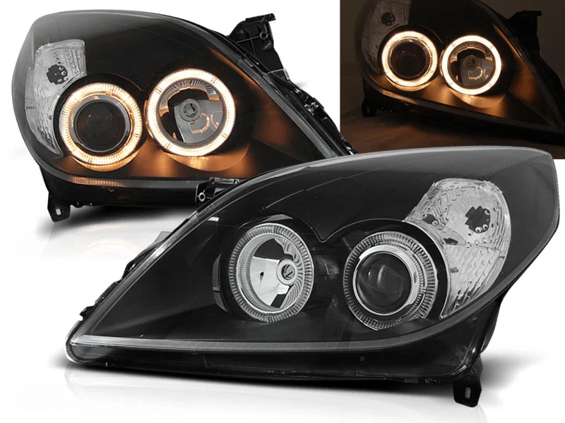 Faros Delanteros Angel Eyes Opel Vectra C 09.05-08 Fondo Negro
