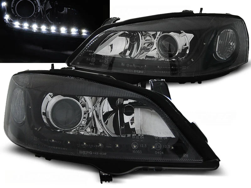 Faros Delanteros Luz Diurna Opel Astra G 09.97-02.04 Fondo Negro