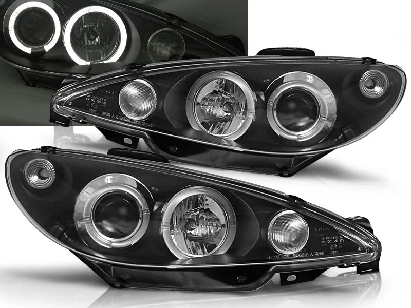 Faros Delanteros Angel Eyes Peugeot 206 02- Fondo Negro