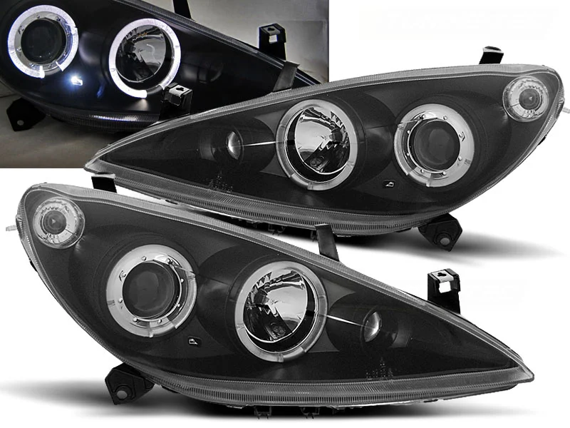 Faros Delanteros Angel Eyes Peugeot 307 04.01-06.05 Fondo Negro