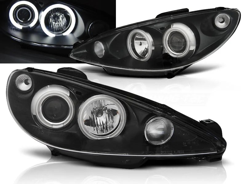 Faros Delanteros Angel Eyes Peugeot 206 02- Fondo Negro Ccfl