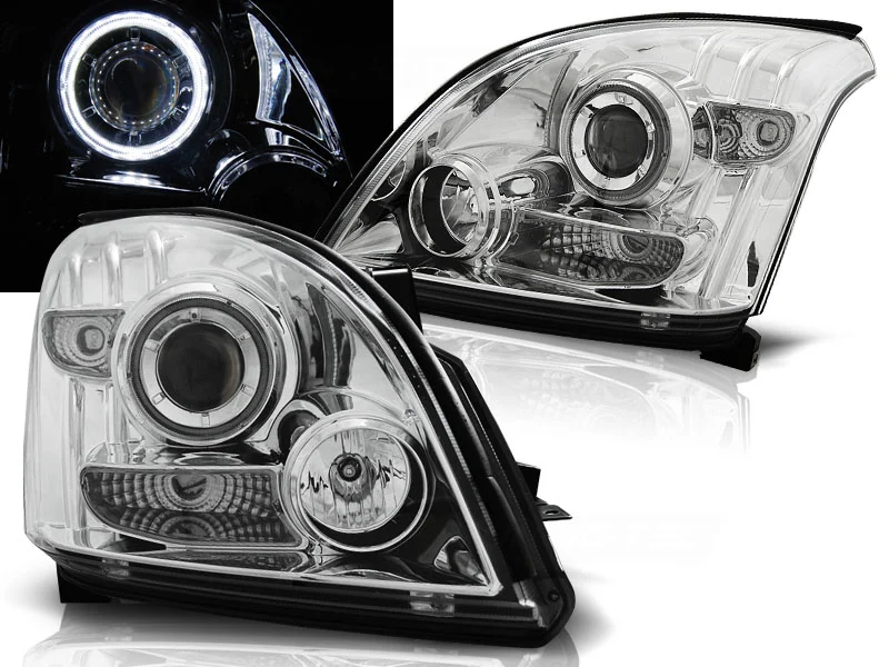 Faros Delanteros Angel Eyes Toyota Land Cruiser 120 03-09 Cromados Ccfl