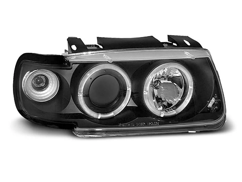 Faros Delanteros Angel Eyes Vw Polo 6n 10.94-09.99 Hatchback Fondo Negro