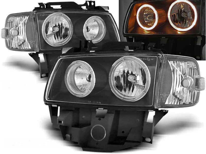 Faros Delanteros Angel Eyes Vw T4 08.96-03.03 Bus Fondo Negro