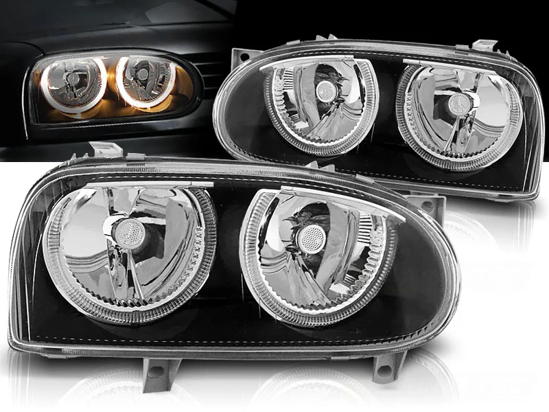 Faros Delanteros Angel Eyes Vw Golf 3 09.91-08.97 Fondo Negro