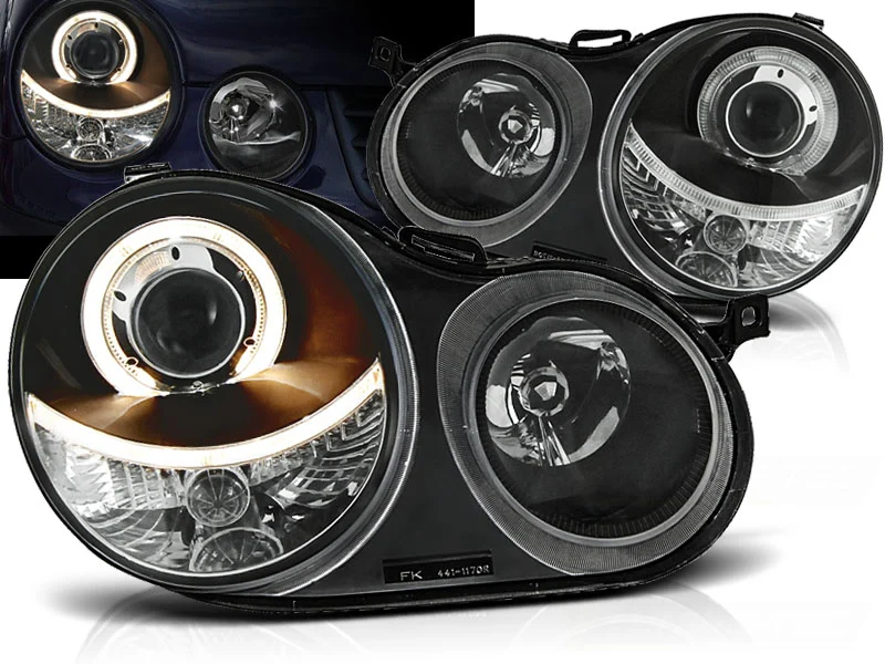Faros Delanteros Angel Eyes Vw Polo 9n 11.01-04.05 Fondo Negro