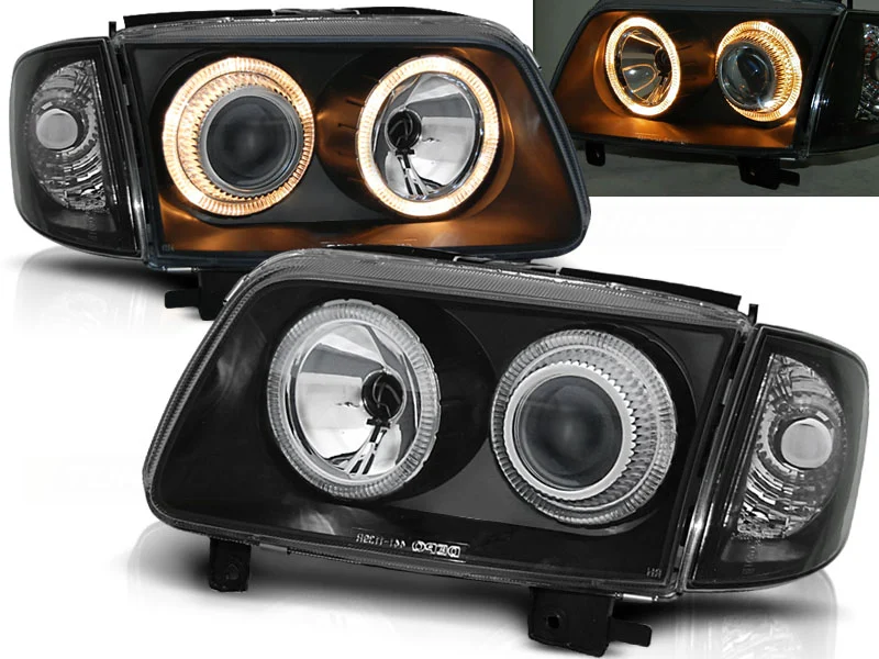 Faros Delanteros Angel Eyes Vw Polo 6n2 10.99-10.01 Fondo Negro