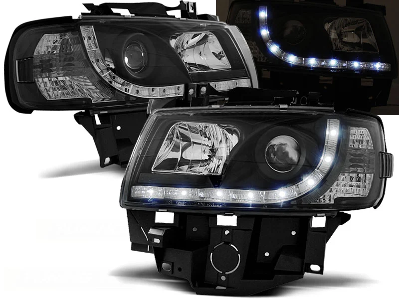 Faros Delanteros Luz Diurna Vw T4 08.96-03.03 Bus Fondo Negro
