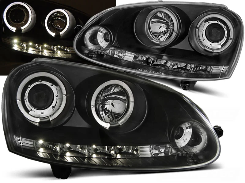 Faros Delanteros Angel Eyes Vw Golf 5 10.03-09 Fondo Negro