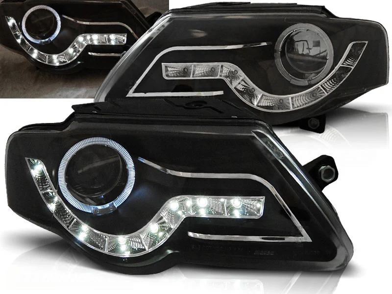 Faros Delanteros Luz Diurna Vw Passat B6 3c 03.05-10 Fondo Negro