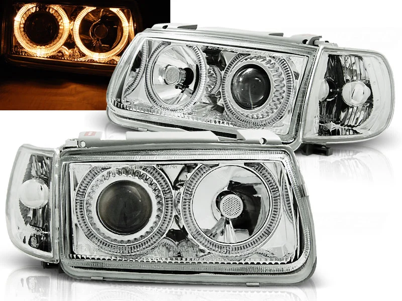 Faros Delanteros Angel Eyes Vw Polo 6n 10.94-09.99 Hatchback Cromados