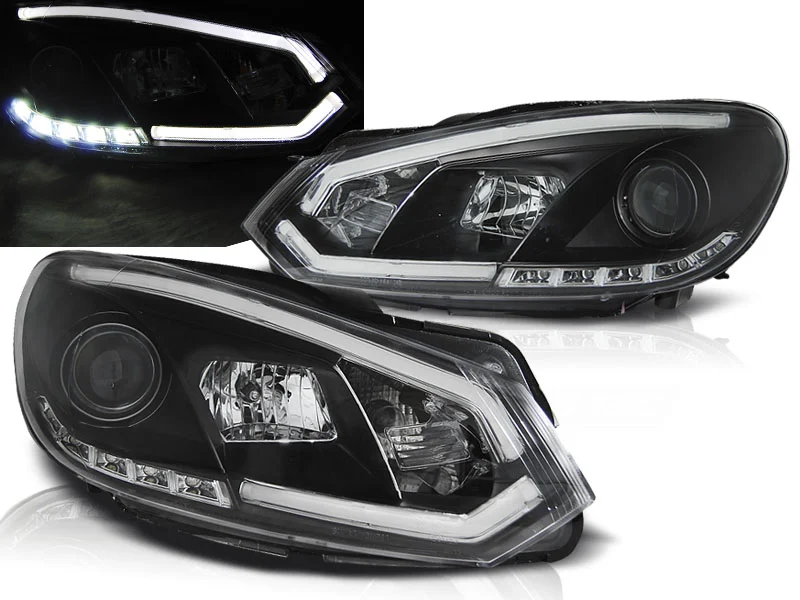 Faros Delanteros Luz Diurna Vw Golf 6 10.08-12 Negro Tube Lights Tru Drl Ece-R87