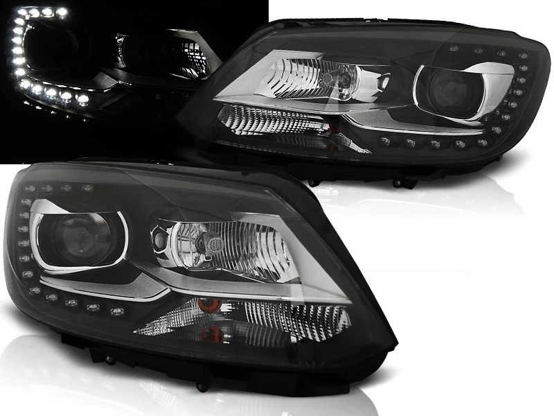 Faros Delanteros Luz Diurna Vw Touran Ii 08.10- Negro Tru Drl Ece-R87