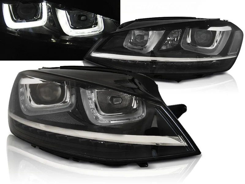 Faros Luz Diurna Vw Golf 7 11.12- U-Type Negro Con Intermitentes Dinamicos