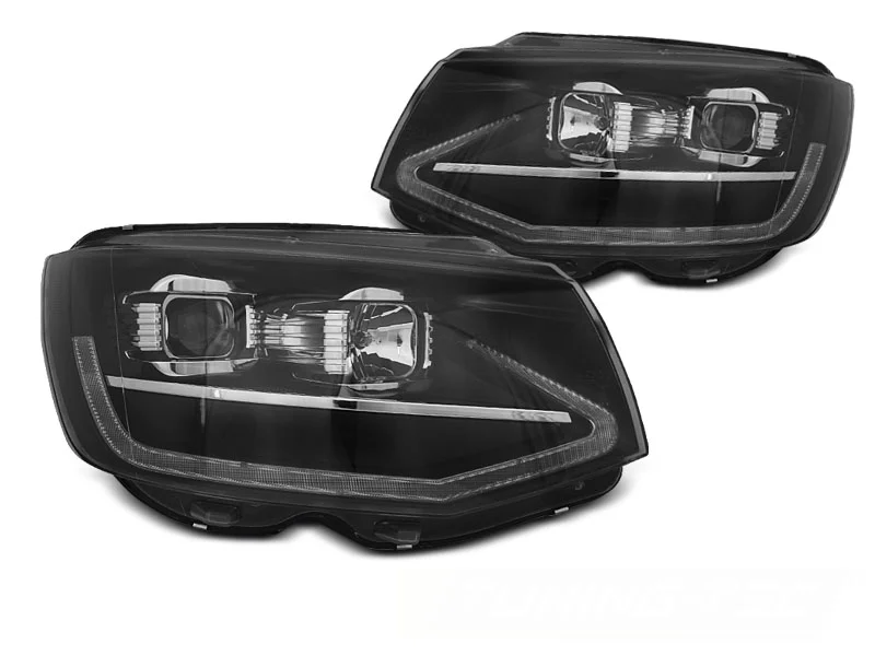 Faros Delanteros Luz Diurna Tube Light Negro Drl Intermitente Dinamico Para Vw T6 15-19