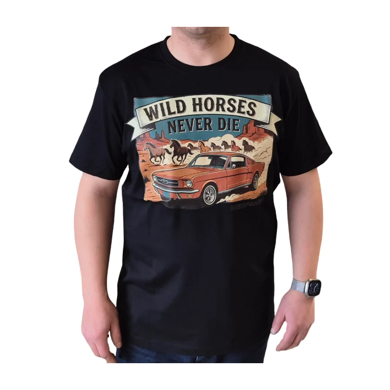Camiseta Ford Mustang Fastback 1965-66 "Caballos Salvajes"