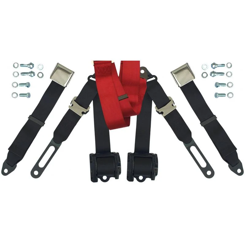 Cinturones de seguridad de 3 puntos, par, rojo 64-73