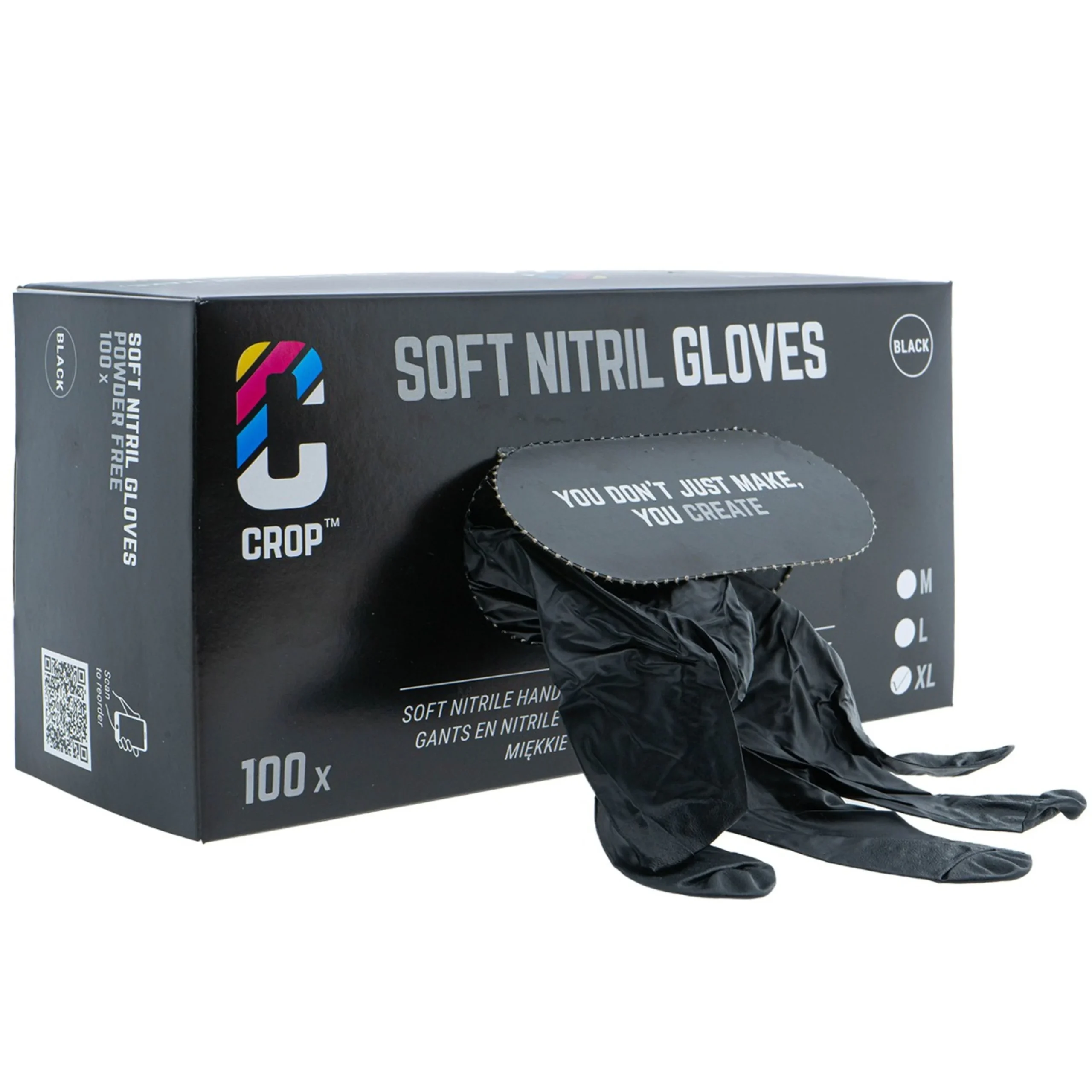 CROP Guantes de Nitrilo Negro - 100 unidades - Extra Fuertes