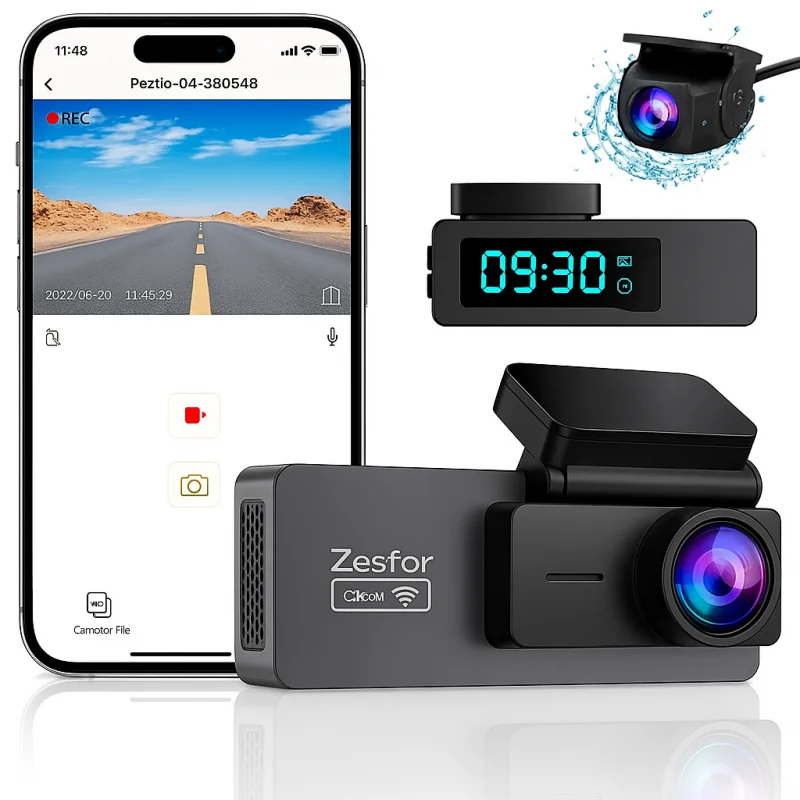 Dashcam Doble K901 – Cámara de Coche 4K, WiFi, Visión Nocturna, G-Sensor, Grabación en Bucle y Parking Monitor