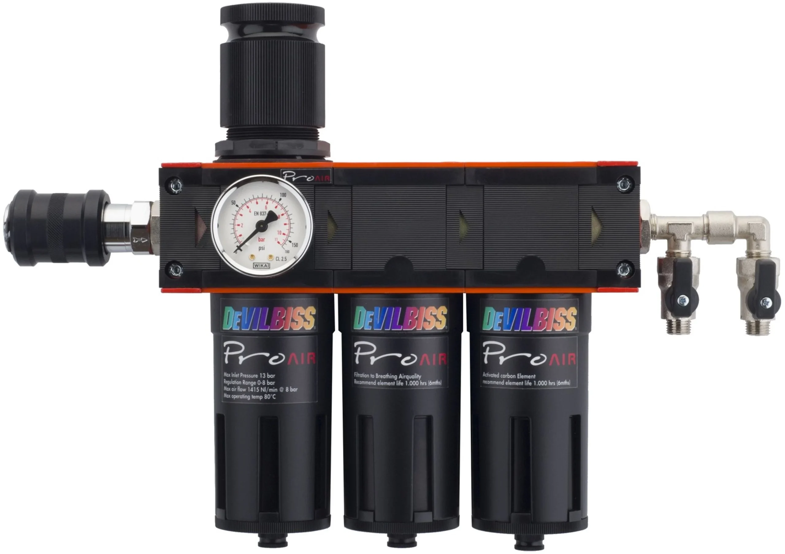 DEVILBISS Separador de aceite y agua con regulador de aire PROAIR-3