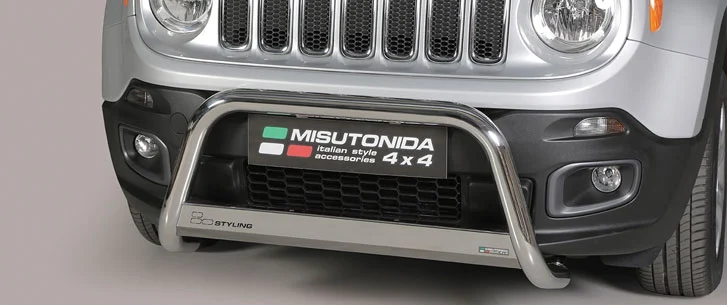 Defensa Delantera Acero Inox Jeep Renegade 14> - Diametro 63mm - Homologacion Ce