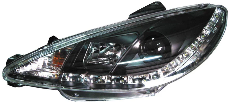 Faros Tipo Audi Set Peugeot 206 99- Incl. Gti Negro + Luz Diurna